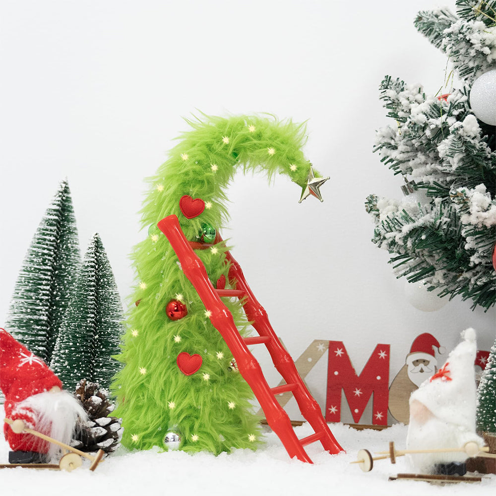 Bendable Desktop Christmas Tree with Lights and Mini Ladder -Star
