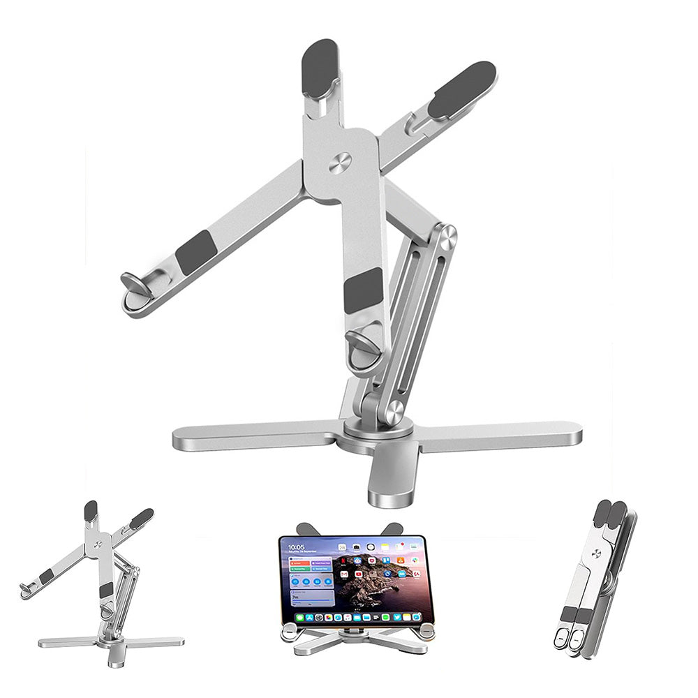 360 Degree Rotating Aluminum Laptop Stand Adjustable Desktop Notebook Holder Silver