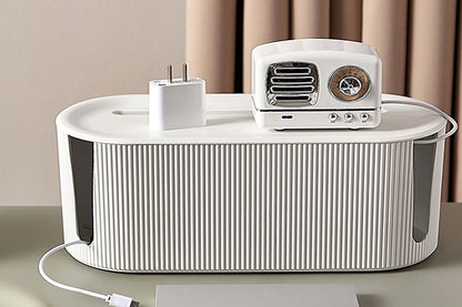 2Pcs Cable Storage Box Wire Management Case Power Plug Socket Organizer Box-White