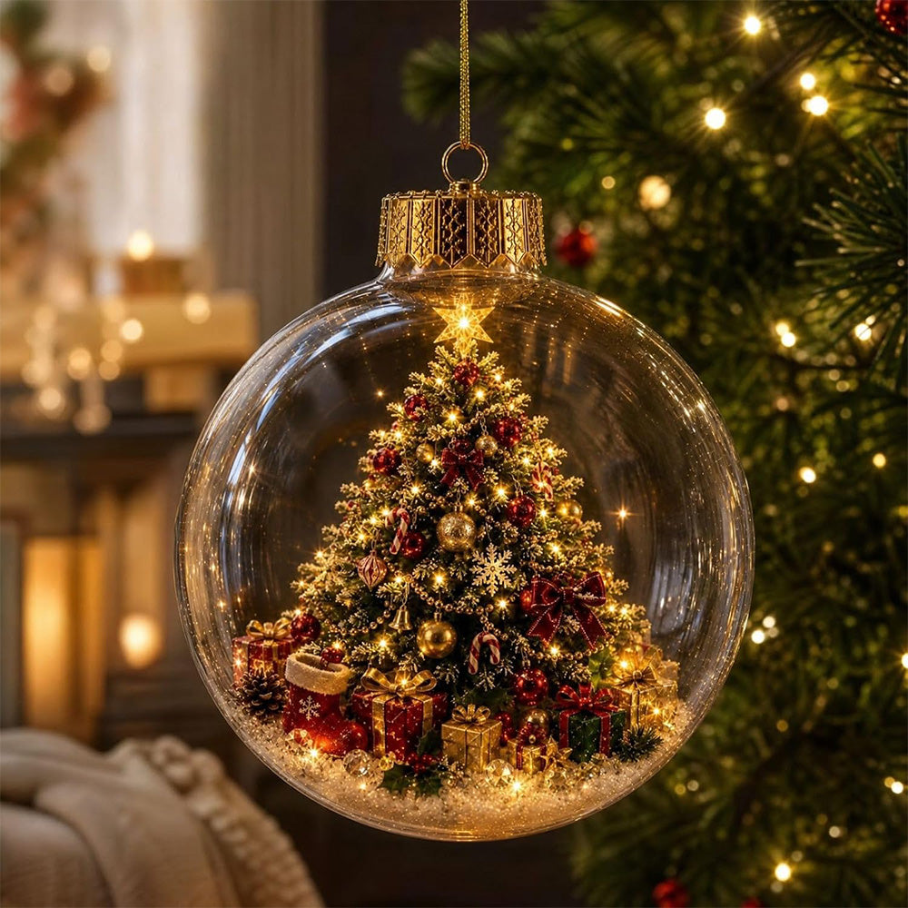 2 Pack 8cm Clear Plastic Fillable Christmas Ball Ornaments - Christmas Tree