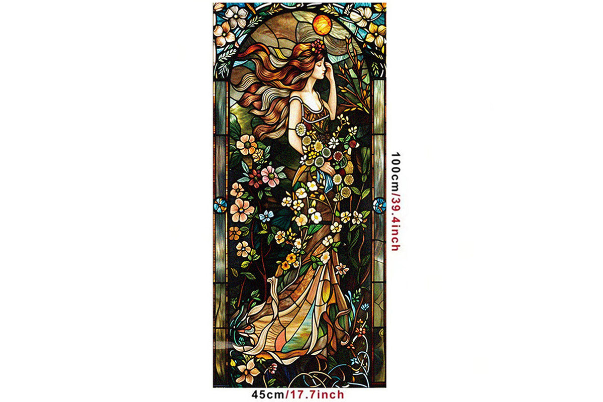 Static Cling Window Film Frosted Stained Glass Sticker Fairy Decor Glass Privacy Film