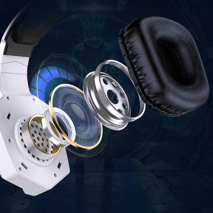 2.4GHz Wireless Gaming Headset with Flip Microphone for PC-White