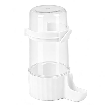 Bird Waterer Automatic Gravity Drinking Fountain with Anti Drowning Tray-White