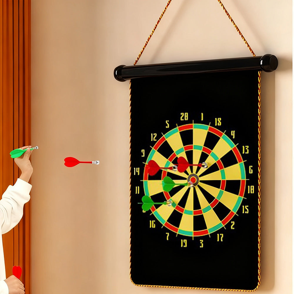 Magnetized Roll Up Dartboard Set with 12 Darts Indoor Outdoor Game Gift S