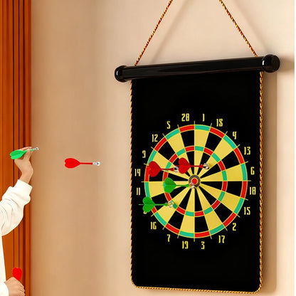 Magnetized Roll Up Dartboard Set with 12 Darts Indoor Outdoor Game Gift S