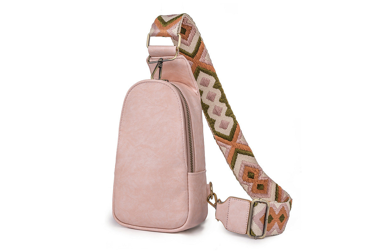 PU Leather Crossbody Sling Bag Multipurpose Chest Bag for Women-Pink