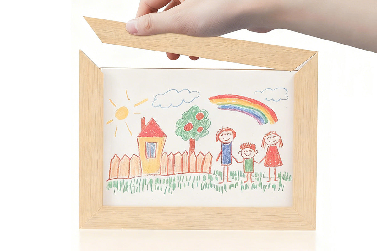 Removable Clip boy and girls Picture Frame A4 Artwork Display -Beige