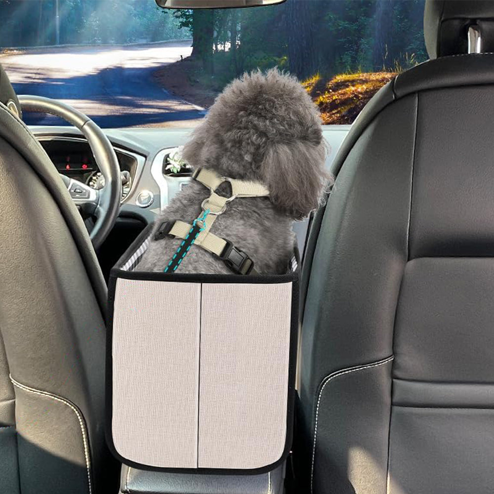 Oxford Fabric Center Console Pet Vehicle Seat Carrier - Beige