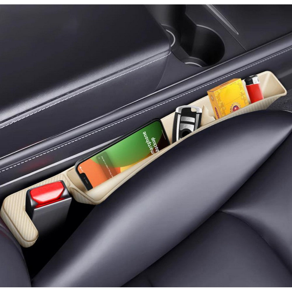Car Seat Gap Filler Seat Gap Organizer with Phone Holder for SUV Truck-Beige