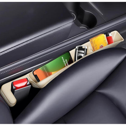 Car Seat Gap Filler Seat Gap Organizer with Phone Holder for SUV Truck-Beige