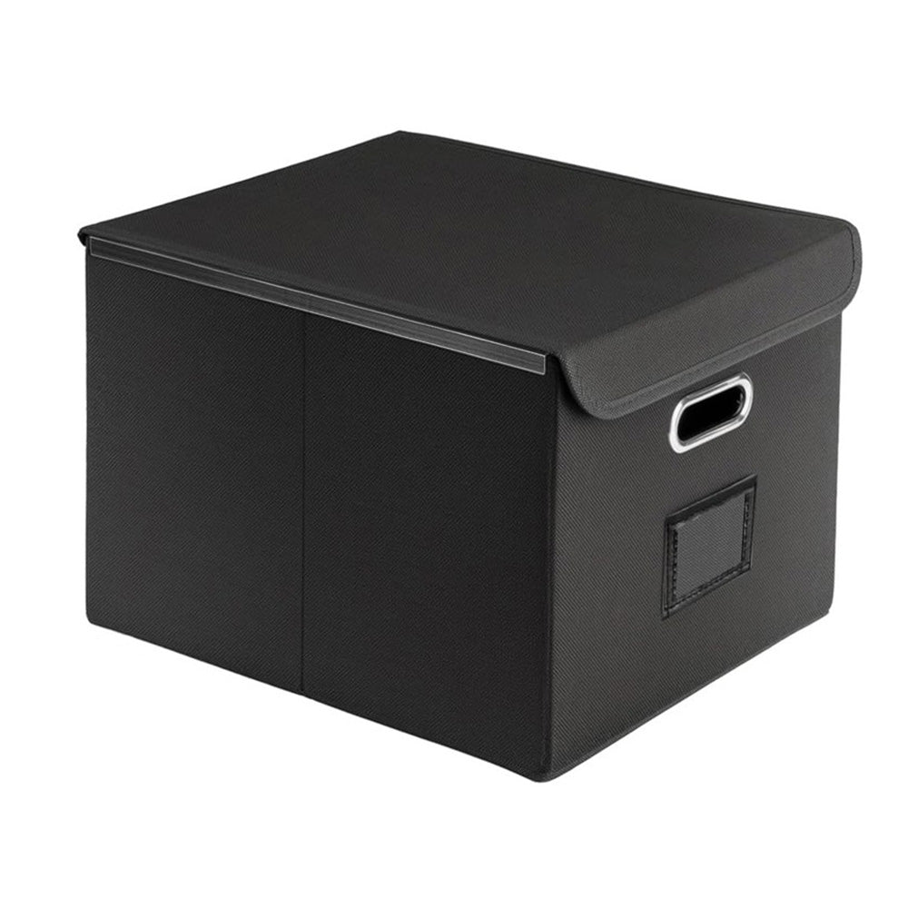 Collapsible File Organizer Box with Lid Folder Storage for Office Documents Black
