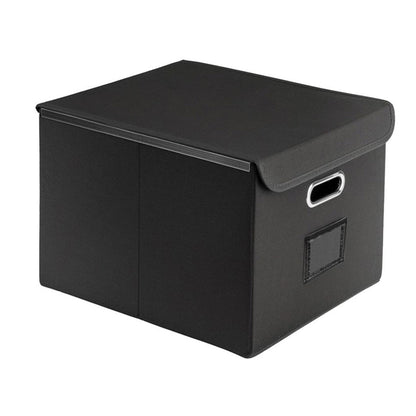 Collapsible File Organizer Box with Lid Folder Storage for Office Documents Black