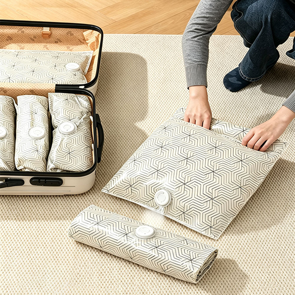 2 Piece Pump Free Roll Up Vacuum Storage Bags - White