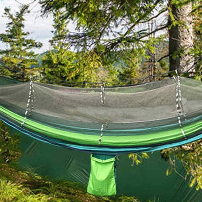 Anti-mosquito Hammock Durable Portable Hanging Bed Sleeping Swing with Mosquito Net-Green