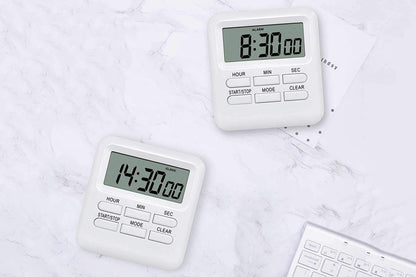 Digital Kitchen Timer LCD Display Cooking Timer with Loud Alarm -White
