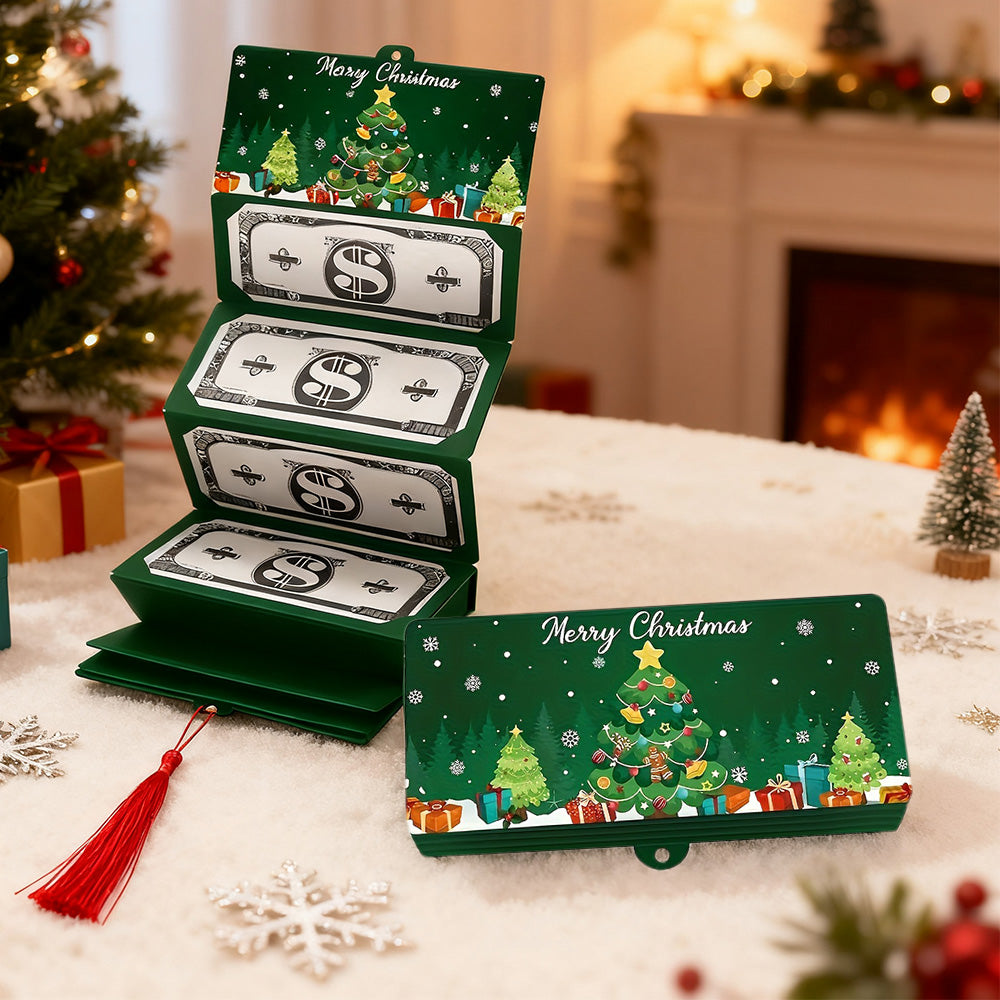 10-Slot Foldable Christmas Red Envelope Holder with Gold Foil Stamping ¨C Holiday Money Gift Envelope Organizer Green