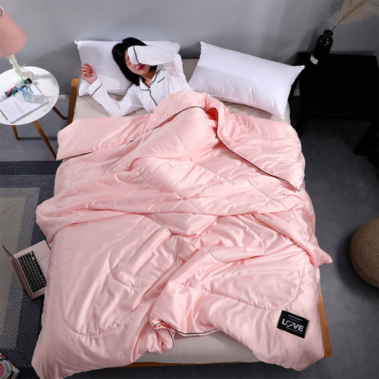 Silk Imitation Summer Cool Air Condition Quilt Washable Quilt Pink