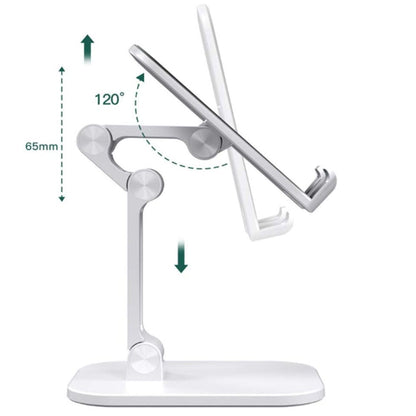 Foldable Desktop Stand for Tablet Cell Phone Adjustable Ergonomic Holder Mount White