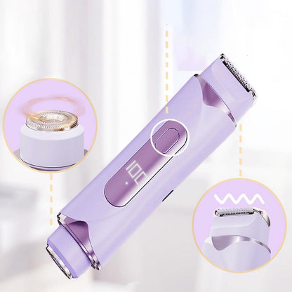 2-in-1 Electric Shaver and Bikini Trimmer with LED Display Facial Hair Remover-Purple