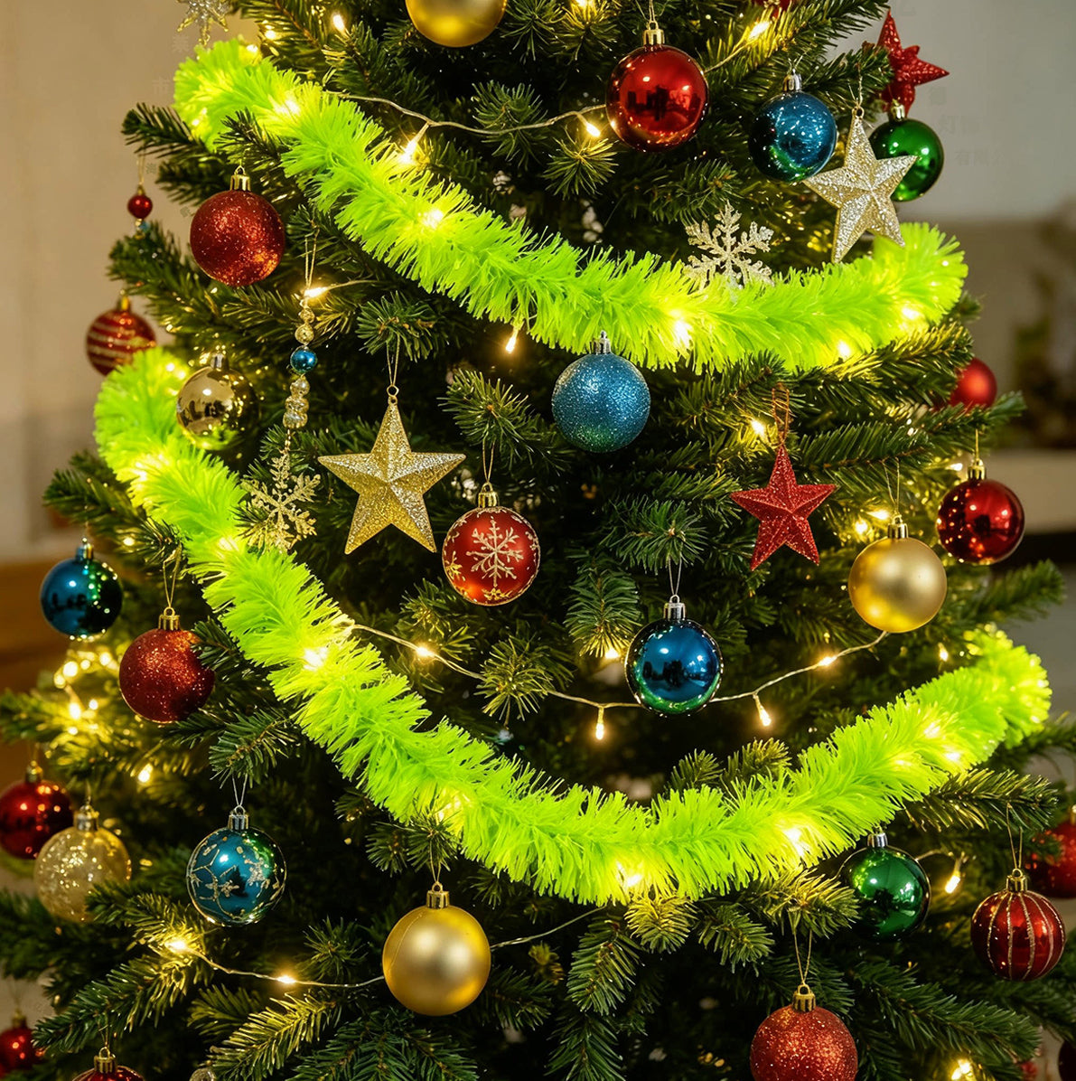 2 Pack Christmas LED String Lights LEDs Battery Powered Garland - Green