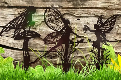 3Pcs Mixed Style Metal Fairy Stake Patio Garden Art Decoration