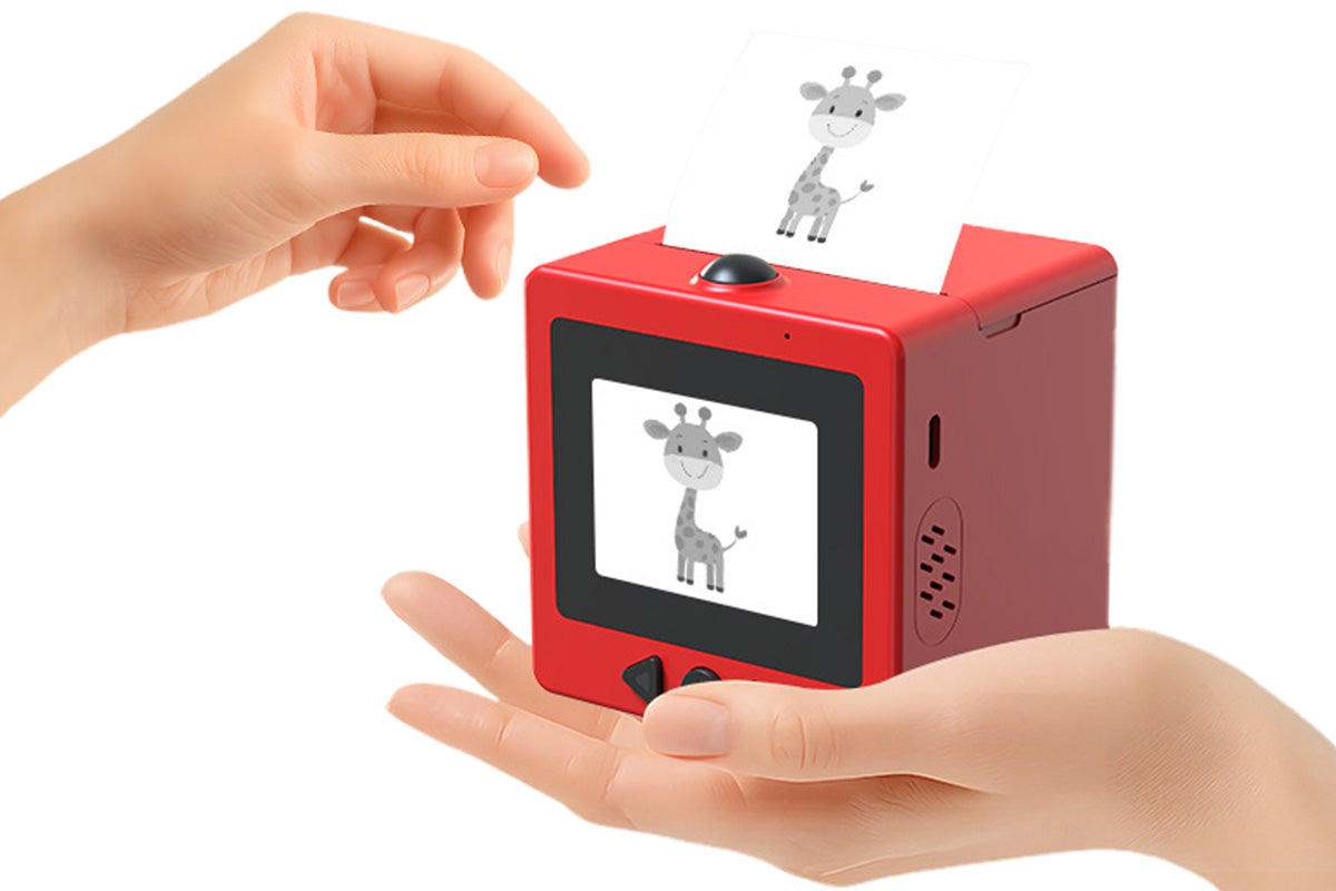 AI Voice Thermal Mini Inkless Sticker Printer with 24in Screen - Red