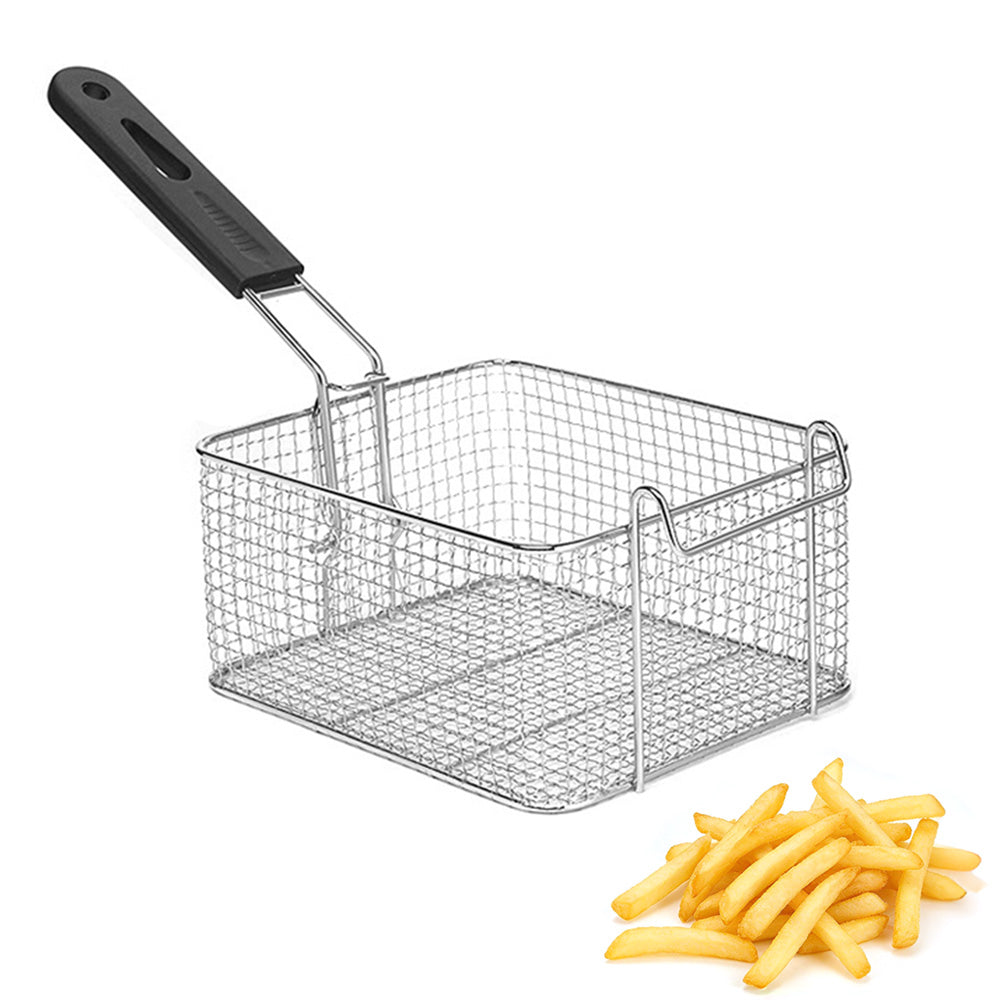 Stainless Steel Deep Fryer Basket with Removable Handle - Square
