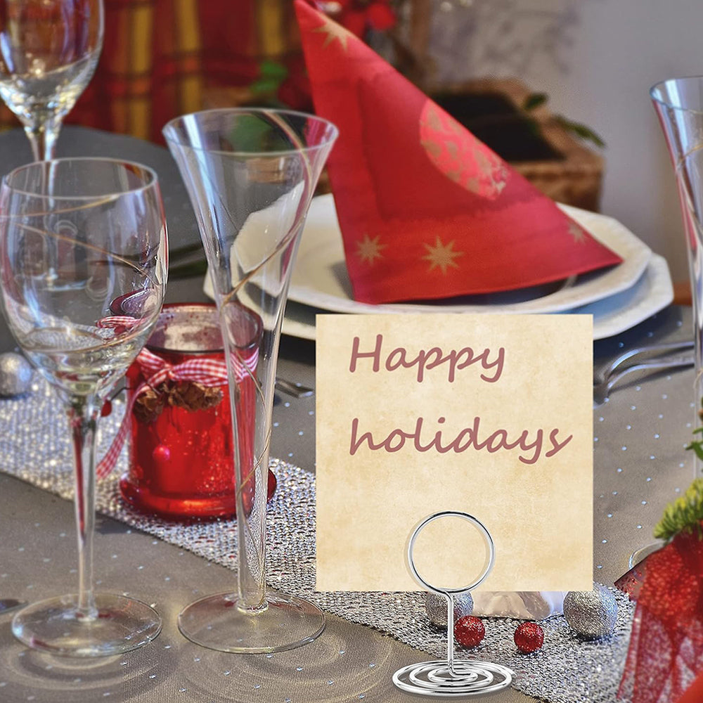 30Pcs Set Table Number Holders Place Card Name Menu Clips Table Sign Holders for Wedding Party Silver