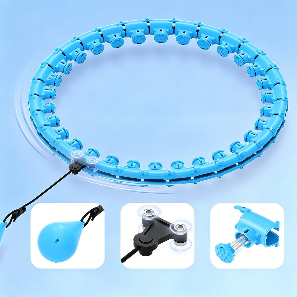 32 Section Detachable Weighted Hula Hoop Adjustable 26 to 58 Inches-Blue