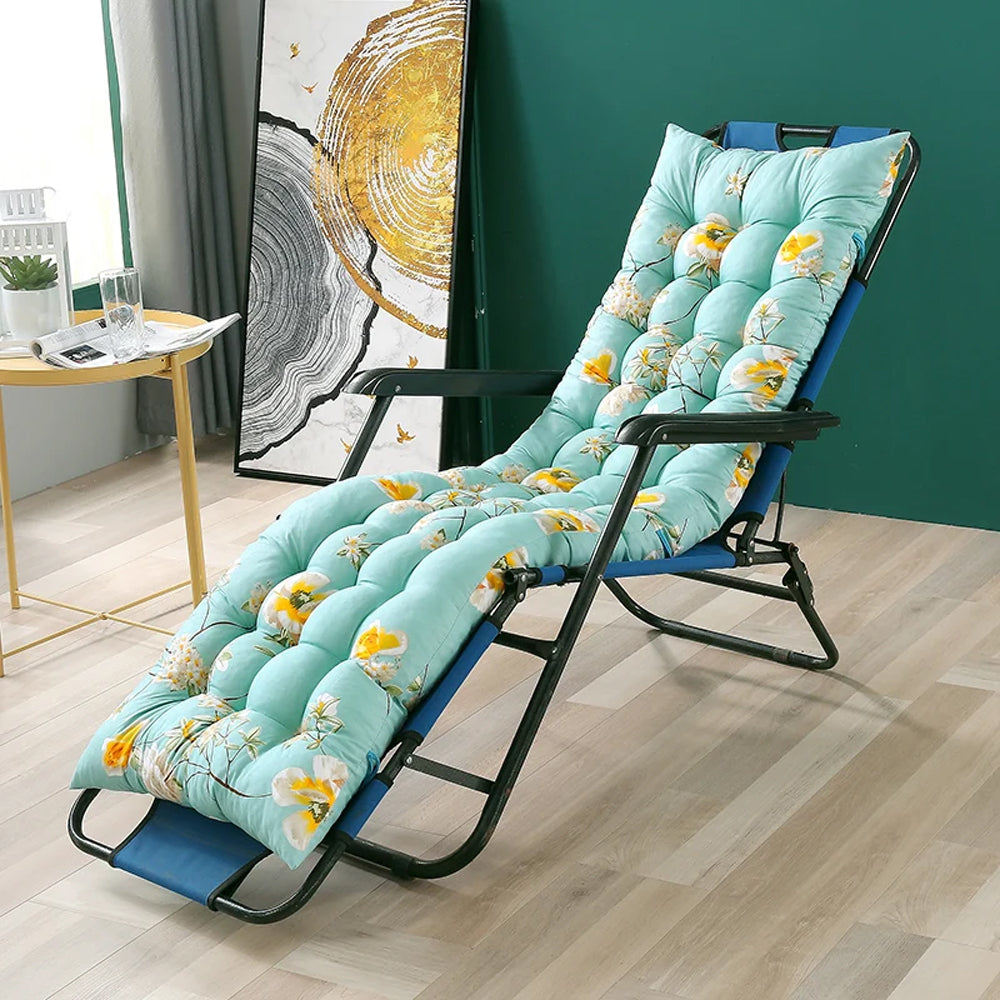 Patio Lounge Chair Cushion Floral Printed Lounger Cushions with Ties  Light Greenfor Indoor Outdoor