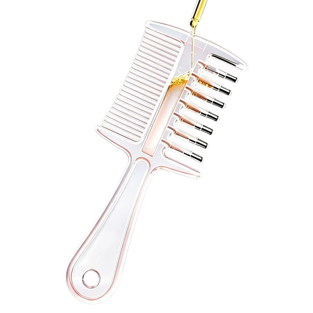2 in 1 Liquid Guide Comb Oil Comb with Flow Control and Scalp Massage Comb - Pink