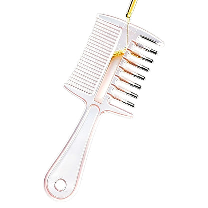 2 in 1 Liquid Guide Comb Oil Comb with Flow Control and Scalp Massage Comb - Pink
