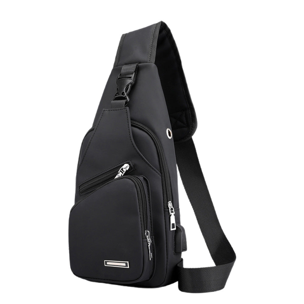 Men Chest Bag Shoulder Backpack Cross Body Satchel Travel Sling   Bag Black