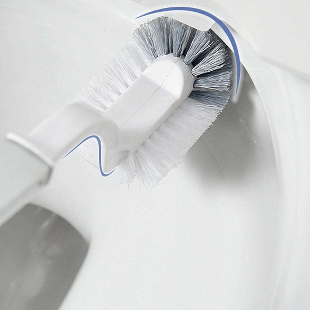 2-in-1 Slim Trash Can and Toilet Brush Set Bathroom Garbage Bin Wastebasket with Lid Gray