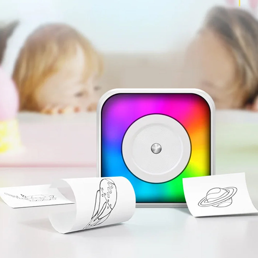 Mini Pocket Printer with RGB Light Thermal Printer with 10 Rolls of Paper