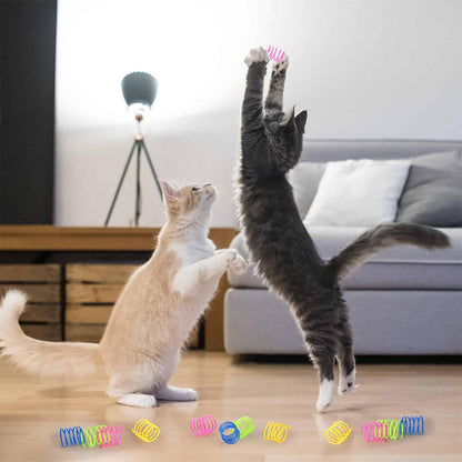 40Pcs Cat Spring Toys Colorful Cat Spiral Bouncy Toys Interactive Toys for Cats and Kittens