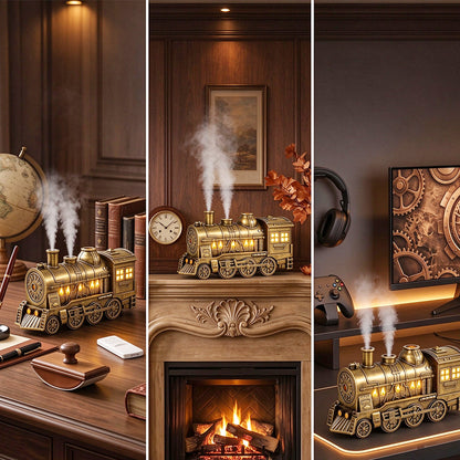 Ultrasonic Train Aromatherapy Diffuser 300ml Desktop Humidifier - Gold