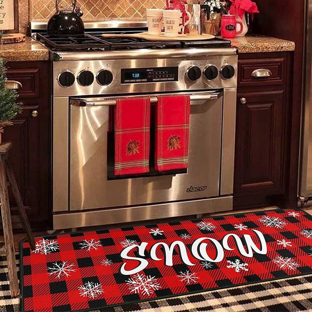 2Pcs Set Christmas Floor Mats Non-Slip Kitchen Mats Xmas Doormats Style 4