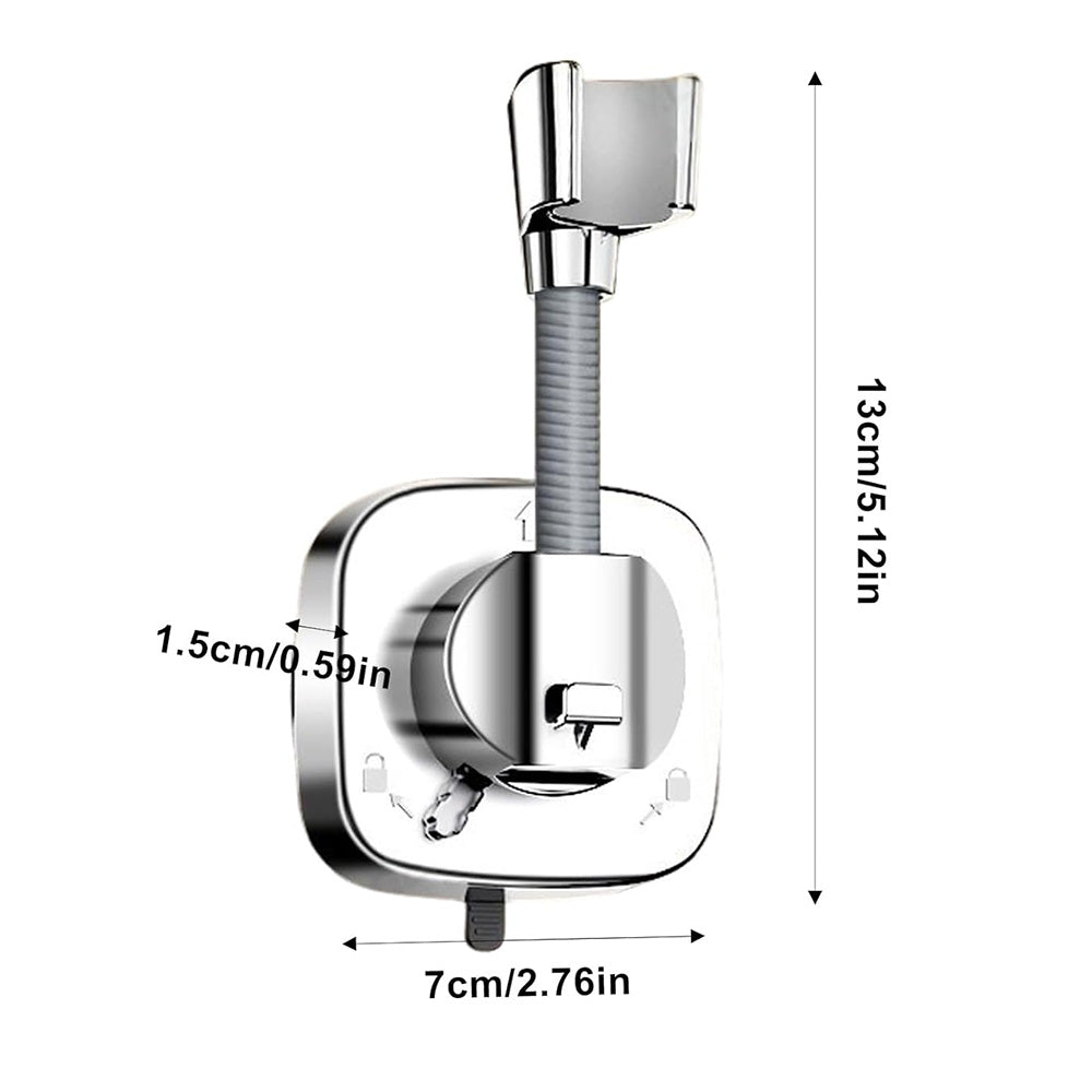 Detachable Suction Cup Shower Head Holder for Bathroom Bathtub Rental-Silver