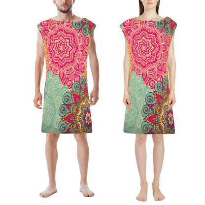 Mandala Beach Poncho Quick Dry Beach Towel Hooded Changing Robe Style 1