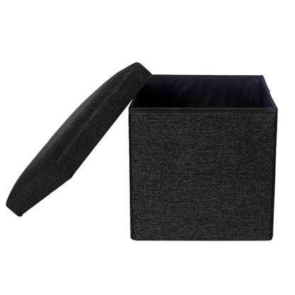 Foldable Storage Ottoman Shoe Bench with Thick Foam Lid - Black