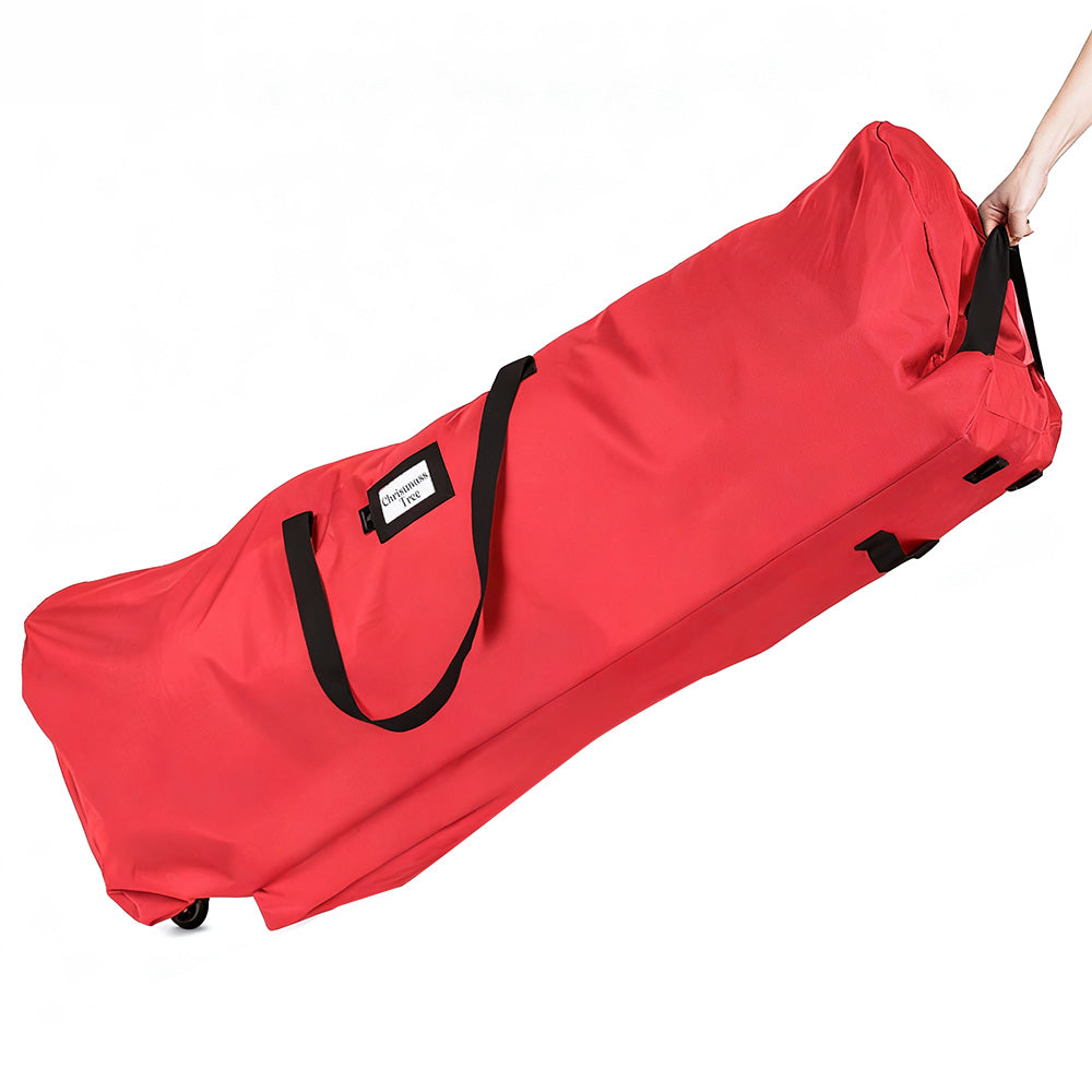 Rolling Christmas Tree Storage Bag Handy with Handle for Easy Carry Red