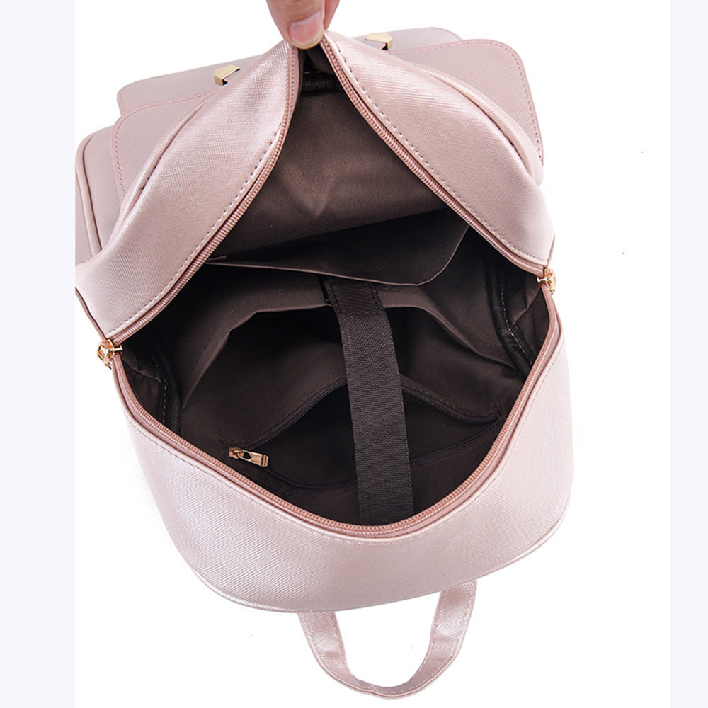 3 Pcs Set PU Bags Backpack Purse Sling Bag for Women Pink