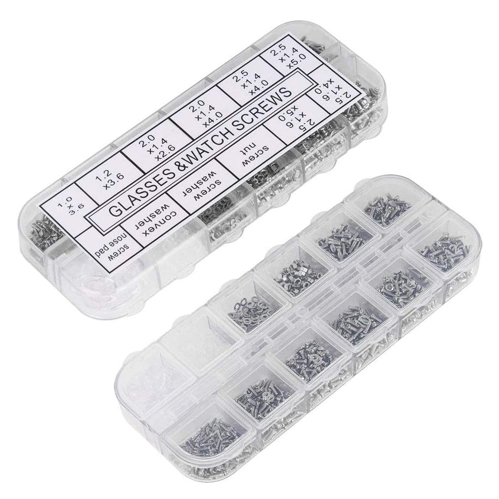 1100Pcs Set Eyeglasses Repair Kit Eyeglass Screws and 6 Pcs Precision Screwdriver Set for Glasses Jewelry Watch