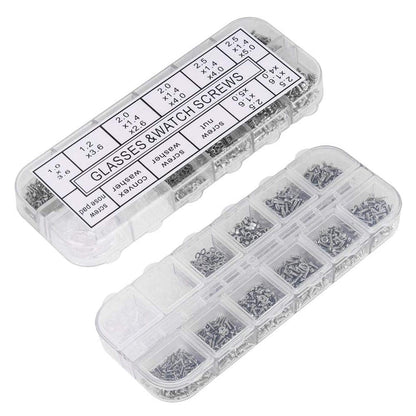 1100Pcs Set Eyeglasses Repair Kit Eyeglass Screws and 6 Pcs Precision Screwdriver Set for Glasses Jewelry Watch