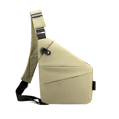 Men Anti-Theft Chest Pack Left Shoulder Sling Bag Travel Crossbody Bag Khaki