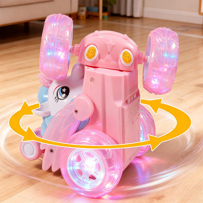 360 Degree Stunt RC Car with Lights Music Rollover Car - Pink