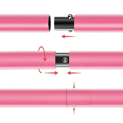Multifunctional Pilates Bar Kit with Resistance Bands Portable Home Gym Core Strength Training Exercise Accessories Pink
