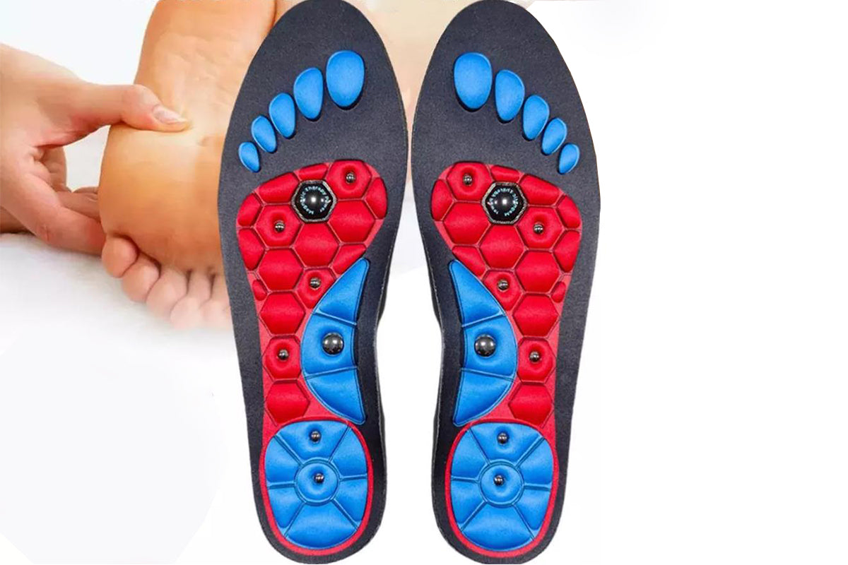 1 Pair of Acupressure Insoles  Massage Orthopedic Insoles for Women Men Shoe-pad Foot Therapy-Red