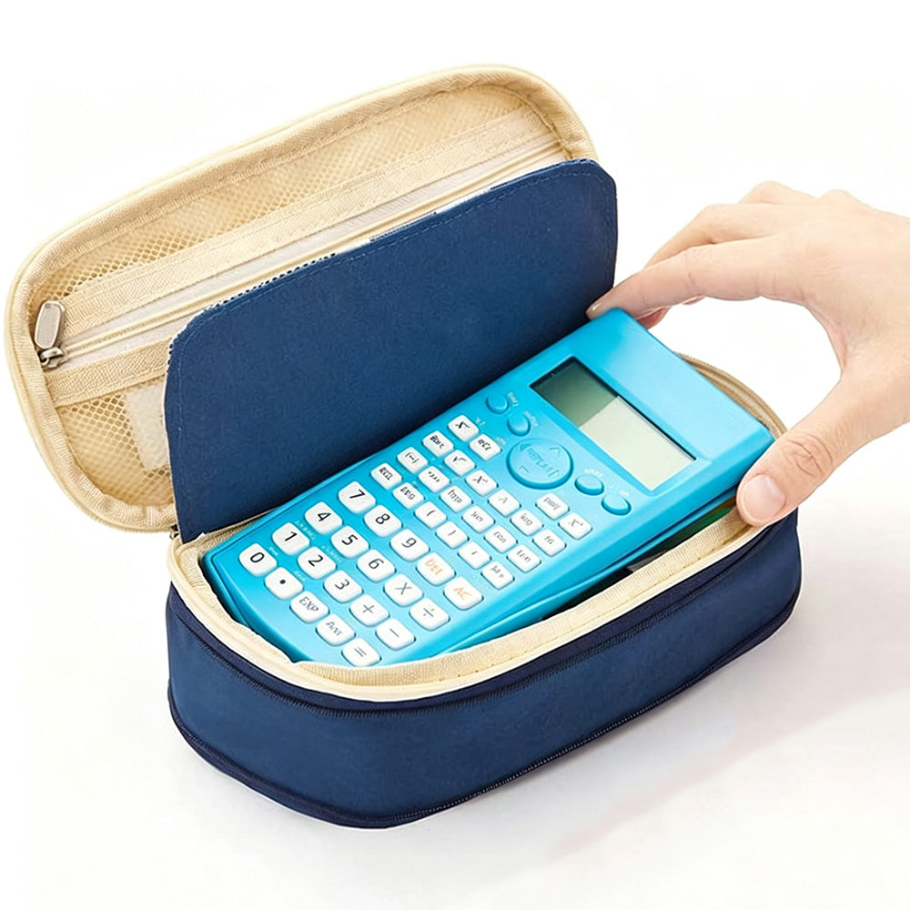 Expandable Zipper Pencil Case-Navy